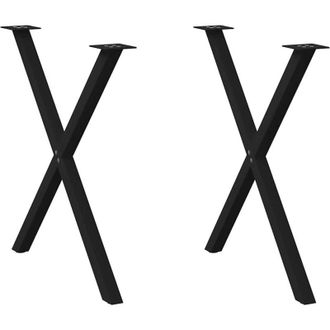vidaXL Vidaxl - Patas Para Mesa De Comedor En Forma De X (2 Unidades), Color Negro, 70 X (72-73) Cm, Acero