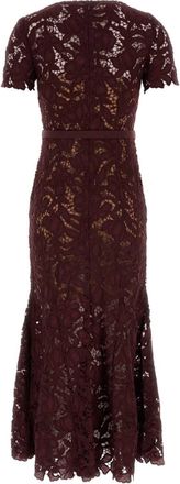 Self Portrait Womens Lace Dress Burgundy Polyester