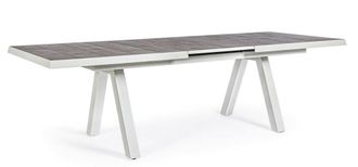 Outdoor Living Mesa de aluminio con tapa de cer&aacute;mica 205-265X103 Blanco Roto