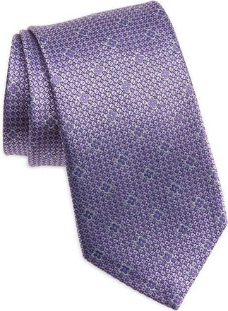 David Donahue Neat Silk Tie in Purple at Nordstrom