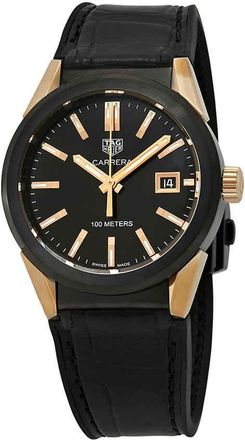 Tag Heuer Carrera Black PVD Steel With 18kt Rose Gold Ladies Watch WBG1350.FC6418
