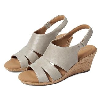 Rockport Briah CJ4799 Sandals Womens Taupe Metallic Wedge Heel RHS8710