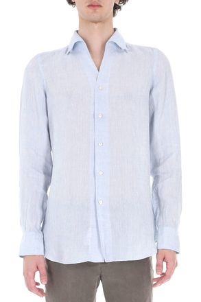 Finamore Ustica Open Collar Pure Linen Shirt