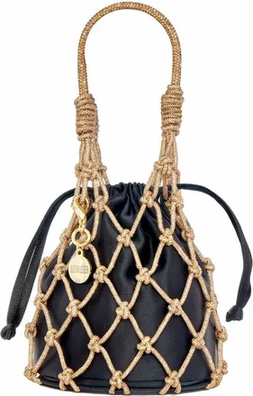 Judith Leiber Net Pouch in Champagne Gold Black at Nordstrom