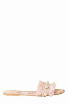 BTB Los Angeles VALENTINA FRINGE SLIDE in Light Pink at Nordstrom, Size 6.5