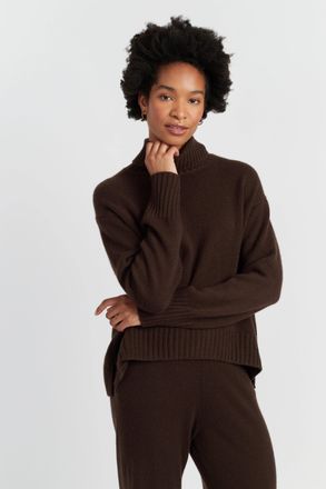 Chinti and Parker Chocolate Pure Cashmere Relaxed Rollneck Sweater