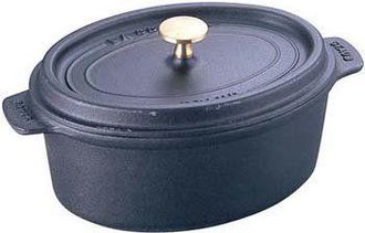 Staub Oval Cast Iron Pot - Black, 12 Ltr