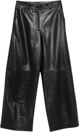 P.A.R.O.S.H. Maciock 26 Wide-Leg Cropped Pants - Dames - Leren Broeken - Zwart - XS - Leer - Broeken
