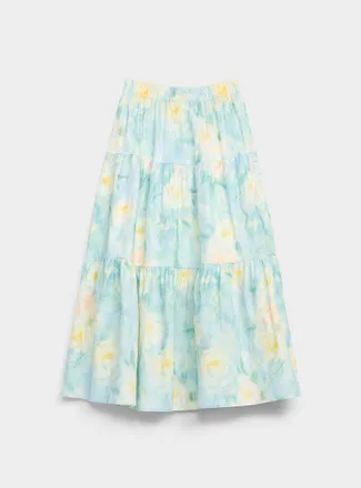 Twik Womens Patterned poplin tiered maxi skirt