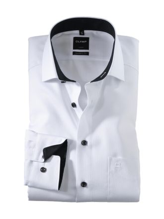 Olymp Businesshemd OLYMP Luxor modern fit, Herren, Gr. 37, N-Gr, weiss (wei&szlig;), Web, Obermaterial: 100% Baumwolle, Hemden Businesshemd