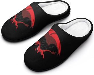 Generic Welsh Dragon Cotton Slippers for Women Memory Foam Comfy House Shoes with Anti-Skid Rubber Sole