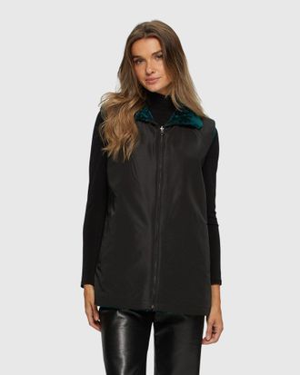 Gorski SHEARLING LAMB ZIP VEST REVERSIBLE TO TAFFETA