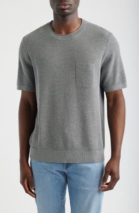 Tommy Bahama Salthill Short Sleeve Cotton & Linen Piqu&eacute; Sweater in Med Grey Heather at Nordstrom, Size Xx-Large