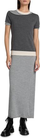 Staud Lyric Merino Wool-Nylon Maxi Dress In Heather Grey