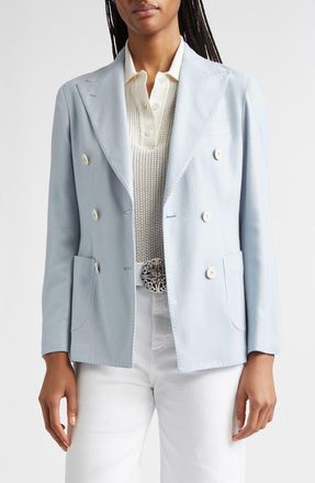 Eleventy Columbio Doubled Breasted Silk & Cashmere Jacket in 130 Sky Blue at Nordstrom, Size 00 Us
