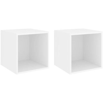 vidaXL Vidaxl - Armario De Pared 2 Uds Madera Contrachapada Blanco 37x37x37 Cm