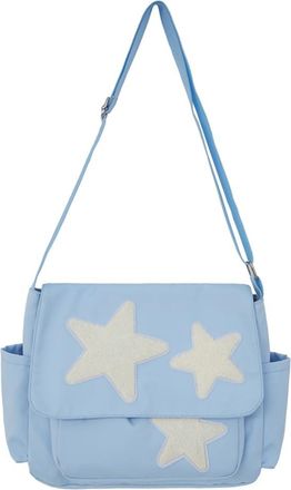 Generic Multi-Pockets Star Crossbody Pouch Lightweight Adjustable Strap Large Capacity Women Solid Shoulder Bag Slouchy Shopper Bag (Blue)