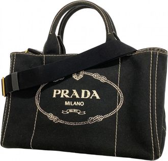 Prada Black Canvas Tote Bag (Pre-Owned)