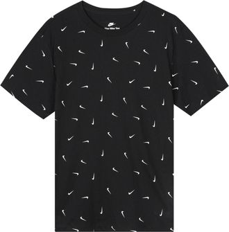 Nike Mens Nike Logo Full Print Round Neck Pullover Short Sleeve Black T-Shirt DR7910-010