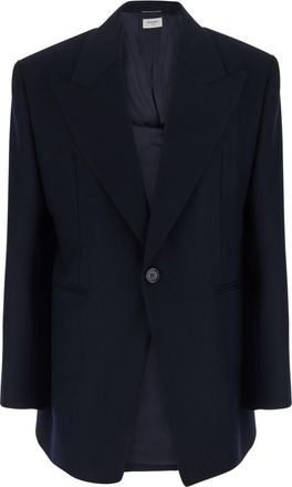 Saint Laurent Navy Peaked Lapel Blazer