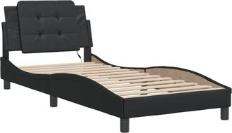 vidaXL Vidaxl - Estructura Cama Con Luces Led Cuero Sint&eacute;tico Negro 80x200 Cm