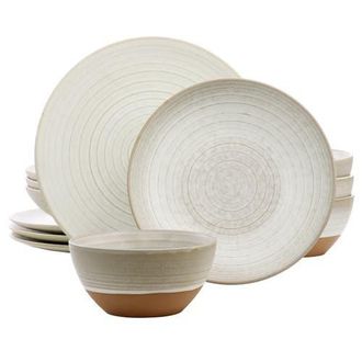Gibson Home 12 Piece Dreamweaver Round Earthenware Dinnerware Set in White at Nordstrom
