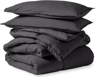 Bare Home All-Season Down Alternative Comforter Set in Forged Iron Grey at Nordstrom, Size California King