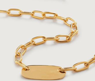 Monica Vinader Gold ID Necklace Adjustable 46cm/18
