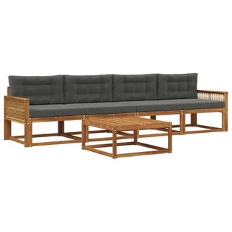 vidaXL Conjunto De Sof&aacute;s De Exterior 5 Pcs Natural Y Antracita Vidaxl