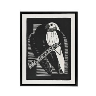 Artery8 Stylised Parakeet Birds Samuel J De Mesquita Framed Canvas Wall Art in Black | Size: W24 x H32