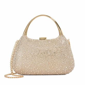 Dune London BEAMINGS Gold Handle Embellished Studded Bag One Size Clutch Bag
