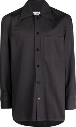 Lanvin Grijze Casual Twisted Cocoon Overshirt Jas - Heren - Zomerjassen - Grijs - M - Katoen - Jassen