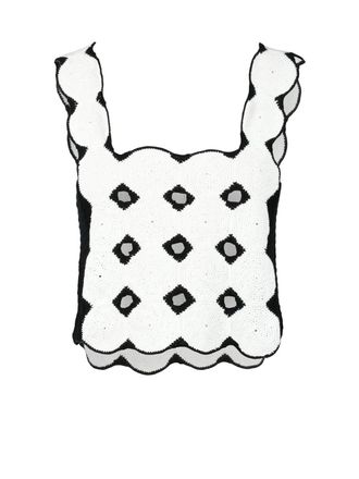 Alpha Studio White/Black Crochet Top