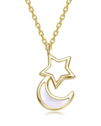 Rachel Glauber 14K Plated Pearl Pendant