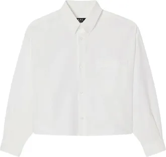 A.P.C. A.p.c., Overhemden, Dames, Wit, XS, Katoen, Sophia Cropped Shirt