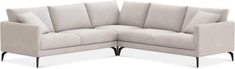 Castlery Lena L-Shaped Sectional Sofa Customized, Cream Performance Fleece, Matte Black Legs, Spill Resistant, Removable Covers for Sofas, Castlery