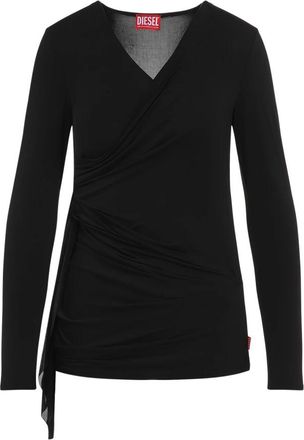 Diesel Crisscross Plain Top - Dames - Longsleeves - Zwart - M - Katoen - Tops