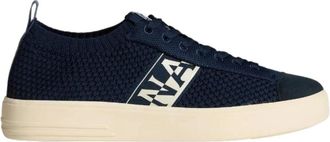 Napapijri Blauwe Bark Knit Sneakers - Heren - Sneakers - Blauw - 44 EU - Leer - Schoenen