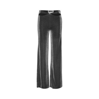 Rotate ROTATE Birger Christensen, Wide Trousers, female, Black, XL, Metallic Jersey Trousers Rt1990-91 Adora
