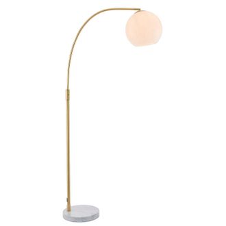 Loops Floor Lamp Light Satin Brass & Opal Glass 40W E27 Complete Standing Lamp in Clear