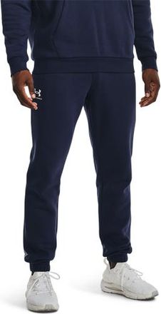 Under Armour Mens Essential Fleece Joggers - White/Midnight Navy Size 3XLT