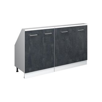 Vicco Armario De Cocina Para Techo Inclinado R-line, Hormig&oacute;n Negro/blanco, 140 Cm Lote De 2, Vicco