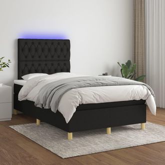 vidaXL Cama Box Spring Con Colch&oacute;n Led Tela Negro 120x200 Cm Vidaxl