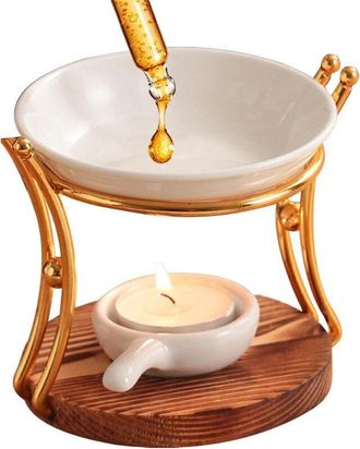 OEM Bruleur Huile Essentielle - Base En Fer - Bol En C&eacute;ramique - Pour Aromath&eacute;rapie Int&eacute;rieure - 1 Pi&egrave;ce