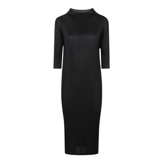 Issey Miyake Midi Dresses, female, Black, XL, Pleated Midi Dress