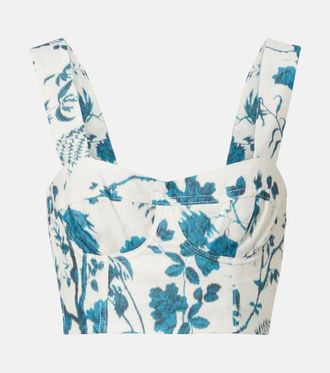 Erdem Top cropped in cotone e lino