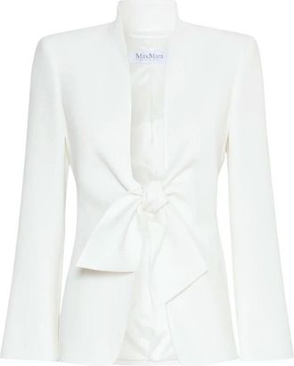 Max Mara Cady Jas met ceintuurdetail - Dames - Blazers - Wit - S - Leer - Jassen