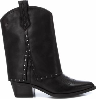 Carmela Womens Leather Italian Western Booties In Black