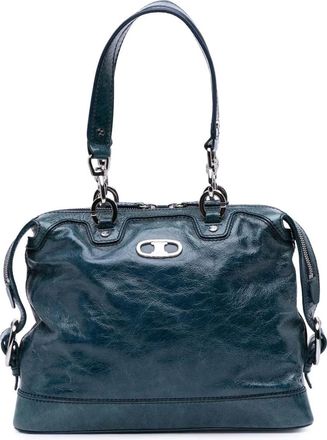 Celine Borsa a spalla Macadam lucida con effetto increspato 2008 - Blu