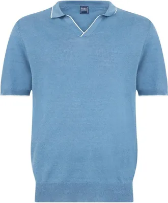 Fedeli Truien & Vesten, Heren, Blauw, L, Katoen, Polo Sweater met korte mouwen